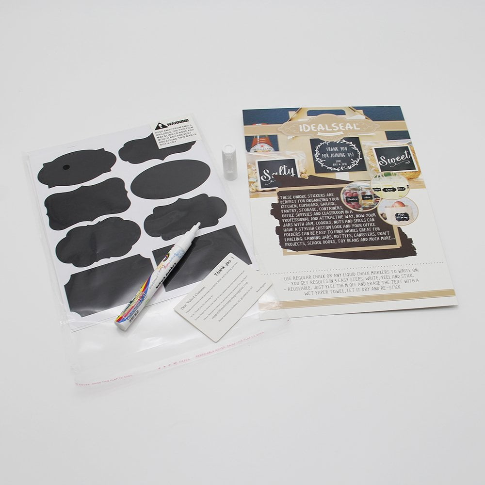 Chalkboard Labels Bundle Saves You Money: 146 Stickers + 2 Erasable White Chalk Markers. BEST Large Reusable Labels+Liquid Chalk Pen