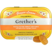 GRETHER'S Sugarfree Ginger Lemon Pastilles  Premium Swiss Throat Lozenges for Dry Mouth & Throat Comfort  Citrus-Fresh Flavor  Gluten & Lactose Free  Gift for Singers  3.75 oz