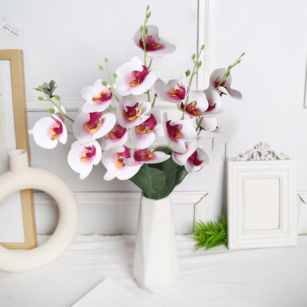 Simulación de flores, 5 tenedores, mariposas, orquídea, película, mango pequeño, luces de flores, arreglo floral de lujo para el hogar, sala de estar, flores falsas, decoraciones para bodas, fiestas,