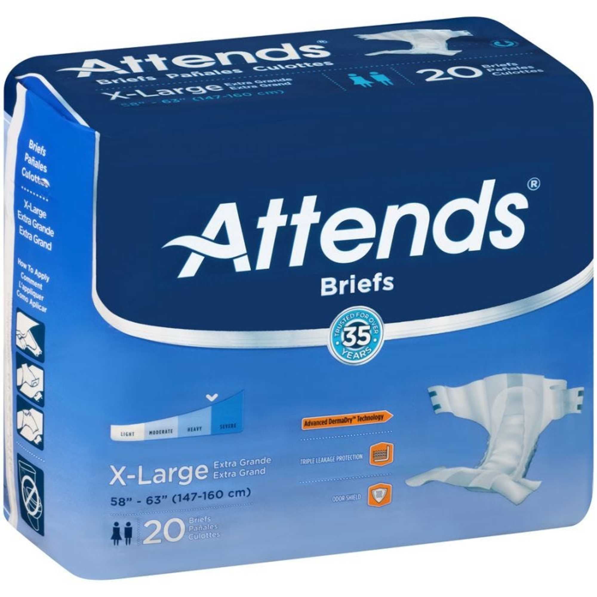 Attends DDA40 DermaDry Advance Briefs X-Large 58' - 63'. Pack of 20