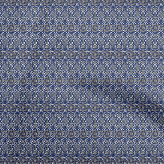 oneOone Cotton Flex Navy Blue Fabric Asian Suzani Diy Clothing Quilting Fabric Print Fabric By Yard 40 Inch Wide