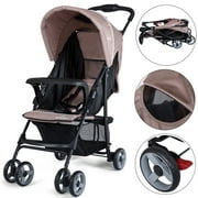 5-Point Safety System Foldable Lightweight Baby Stroller Coffee