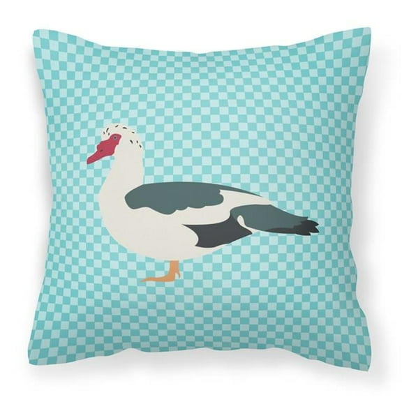 Carolines Treasures BB8038PW1818 Muscovy Duck Blue Check Fabric Decorative Pillow, 18 x 18 in.