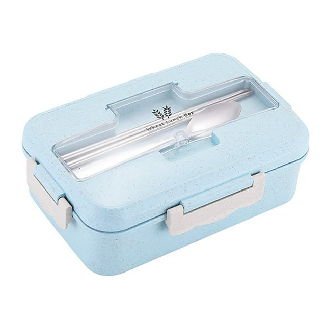 Bento Box Boîte à Lunch à 3 Compartiments avec Couvercle et Ustensiles