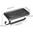 thumbnail image 2 of Vintage Carved Floral Toilet Paper Holder with Shelf - Matte Black Aluminum Bathroom Organizer for Bathroom/Vanity (7.24" Phone Shelf, Black Finish), 2 of 4