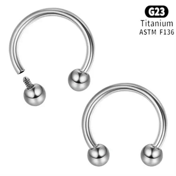 GRACEARA 2PCS G23 Titanium Horseshoe Septum Ring Body Piercing Ear Nose Ring Barbell