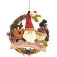 thumbnail image 1 of Corona de mimbre de Navidad con 4 muñecos de Navidad de peluche de franela, decoración de puerta, colgante, guirnalda frontal, decoración de vacaciones de Navidad WD.WDQZL Hogar, 1 of 7