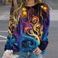 thumbnail image 2 of Simple Golden Ripple Womens Oversized Sweatshirts Hoodies Crewneck Casual Tops Comfy FallWinter Clothes 2024, 2 of 7