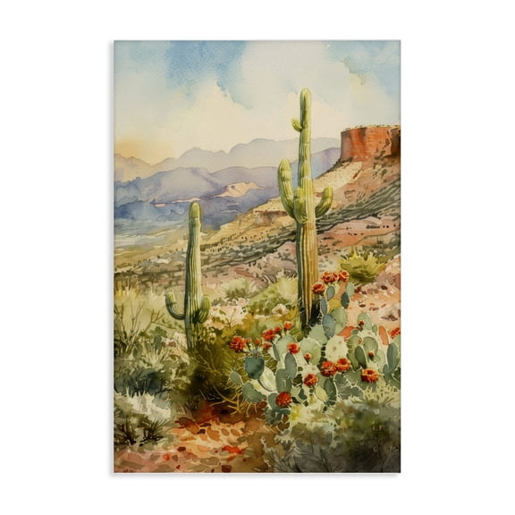 Stupell Industries Standing Tall Cacti Nature Landscape & Nature Painting Wrapped Canvas Art Print Wall Art, 16 x 24