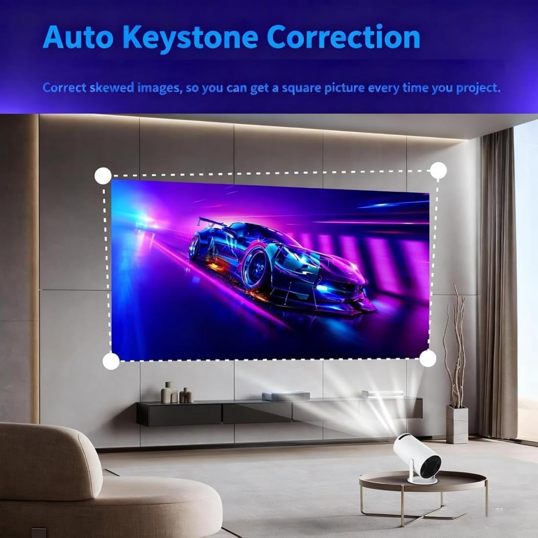 Vistacast Mini 210° Smart Projector With Extra Large-Screen Display, Portable 4K Smart MovieProjector, Android 11.0 Built-in Streaming, WiFi 5G+Bluetooth,Auto Vertical Keystone,for Home&Outdoor (1pc)