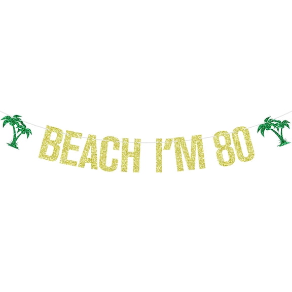 Beach I'm 80 Banner, Aloha 80/Oh Flock I'm 80, Tropical Luau 80th Birthday Sign, Hawaiian Summer Happy 80th Birthday Anniversary Party Decorations