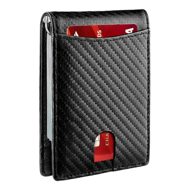 Nuevo Tarjetero Antirrobo RFID Fibra Carbono Tarjetero Múltiple Monedero Tarjetero Crédito para Hombre Billetera Microfibra Lujo (04)