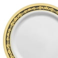 thumbnail image 2 of Smarty 7.5" White w/ Black & Gold Royal Rim Plastic Salad Plates 120ct, 2 of 7