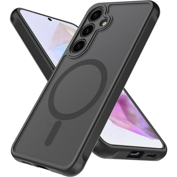 Magnetic Case for Samsung Galaxy A35 Compatible with MagSafe Slim Thin Hard PC Translucent Frosted Rugged Drop-Proof Shockproof Protective Case for Samsung Galaxy A35 5G (Black)