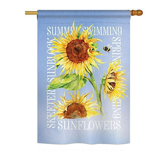Breeze Decor BD-FL-H-104097-IP-BO-D-US18-BT 28 x 40 in. Summer Sunflower Spring Floral Impressions Decorative House Flag