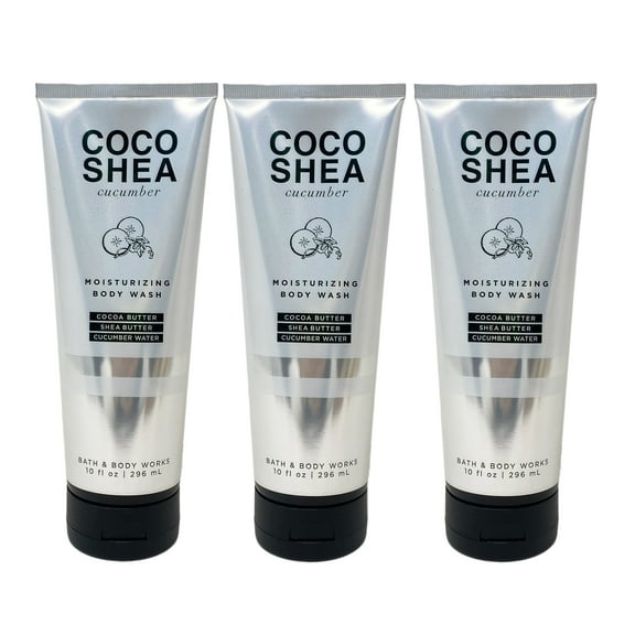 Bath and Body Works Coco Shea Cucumber Moisturizing Body Wash Trio Gift Set - 10 fl oz / 296 mL each