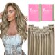 thumbnail image 1 of Extensiones de clip YoungSee Extensiones de cabello con clip resaltado Cabello humano marrón con reflejos rubios Extensiones de cabello con clip suave Extensiones de cabello humano real Extensiones de, 1 of 5