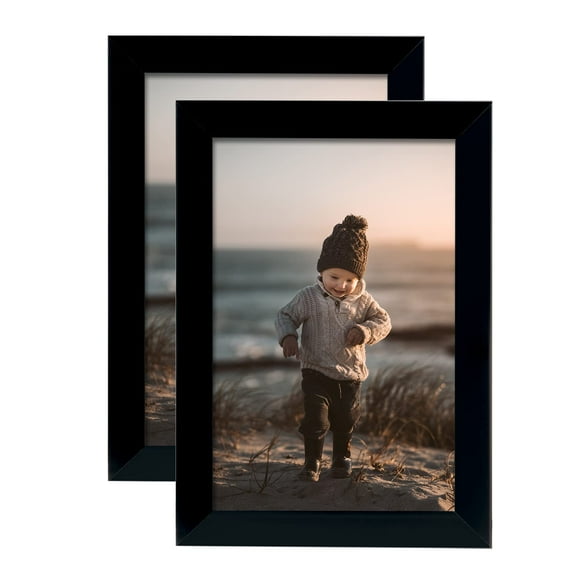KINLINK 4x6 Picture Frames Black Photo Frames with Plexiglass for Table Top and Wall Mounting Composite Wood Picture Frames for Horizontal or Vertical Display Set of 2