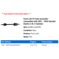 thumbnail image 2 of Front Left CV Axle Assembly - Compatible with 2001 - 2006 Hyundai Elantra 2.0L 4-Cylinder 2002 2003 2004 2005, 2 of 2