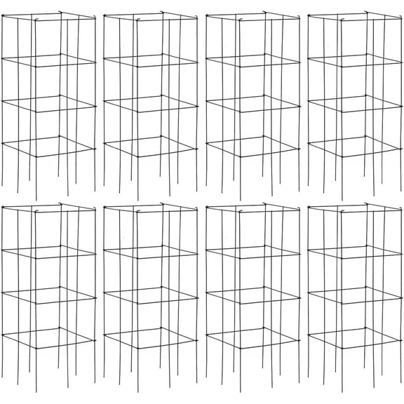 PRZL 4 Pack Folding Tomato Cages, 39 Inches Tall Square Plant Support Cage for Garden Climbing Plants Flowers Fruits, Heavy Duty Tomato Vegetable Trellis