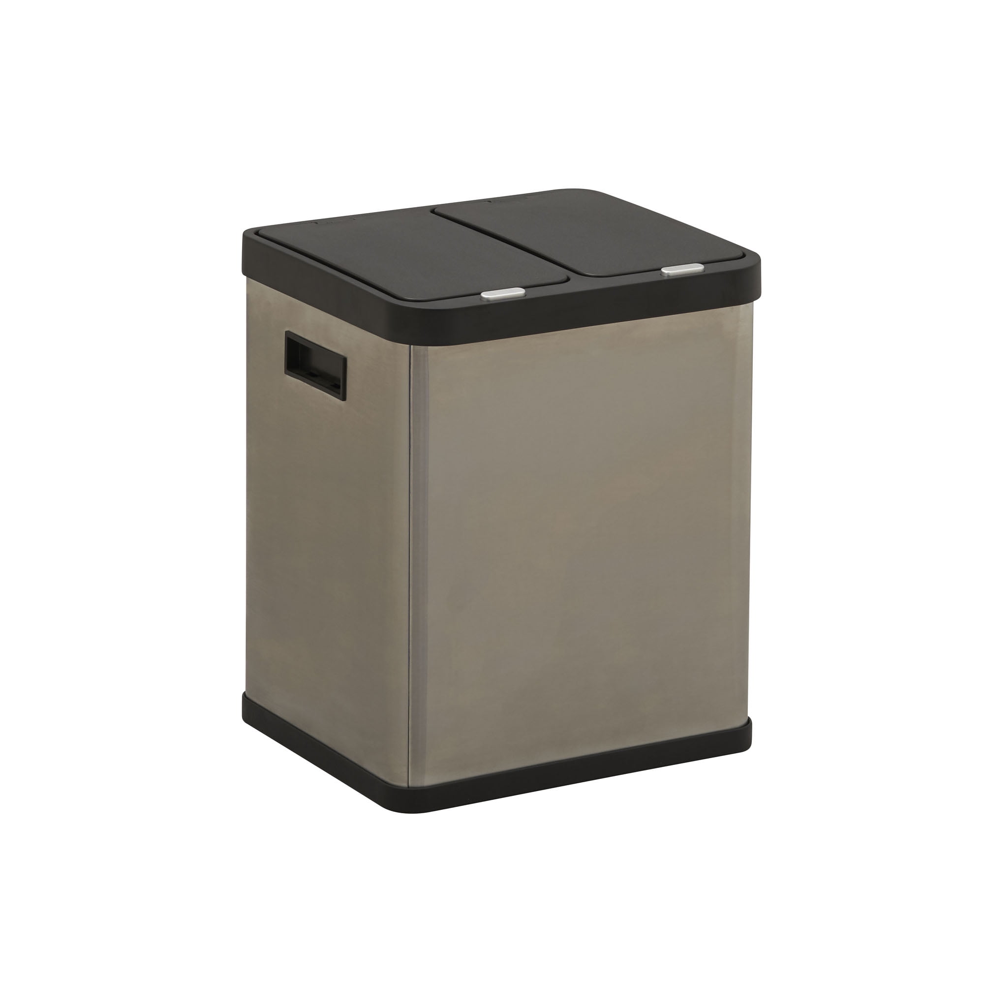 S AFSTAR Kitchen Trash Cans Dual Compartment, 2 x 8 Gal Garbage Can W/2  Deodorizer Compartments, Soft Close Lids & Removable Buckets, Brushed