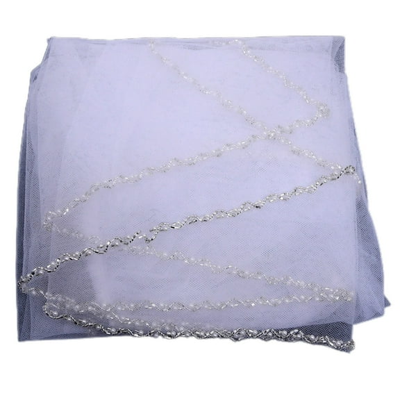 RABBITH 1 Tier Wedding Bridal Veil Glitter Beads Edge Tulle Bachelorette Party Veil