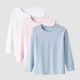 thumbnail image 2 of Hessimy 3-Pack Infant/Toddler Girl Long Sleeve Shirt - Basic Baby Tees, Blouses, Tops - Solid Print & Ruffled Tshirts (B,9-10 Years), 2 of 4