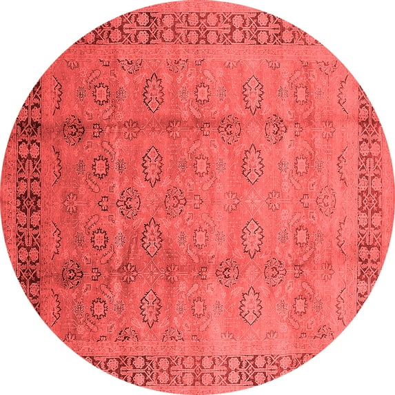 Ahgly Company Indoor Round Oriental Red Industrial Area Rugs, 6' Round