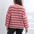 thumbnail image 4 of Annhoo Womens Sweaters Plus Size Loose Crew Neck Long Sleeve Pullover Shirts Fall Trendy Stripes Knitted Tops, 4 of 4