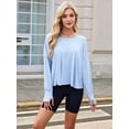 thumbnail image 2 of Women'S Long Sleeve Solid Color Loose - Fit Casual Yoga Top - Soft, Breathable for Yoga  Blue M, 2 of 8