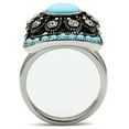 thumbnail image 3 of Luxe Jewelry Designs Stainless Steel Women's Ring with Sea Blue Synthetic Glass Stones - Size 6, 3 of 4