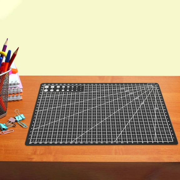 WHAMVOX Black A4 Double Sided Cutting Mat for DIY Crafts and Art Projects with Clear Measurement Grid and NonSlip Base