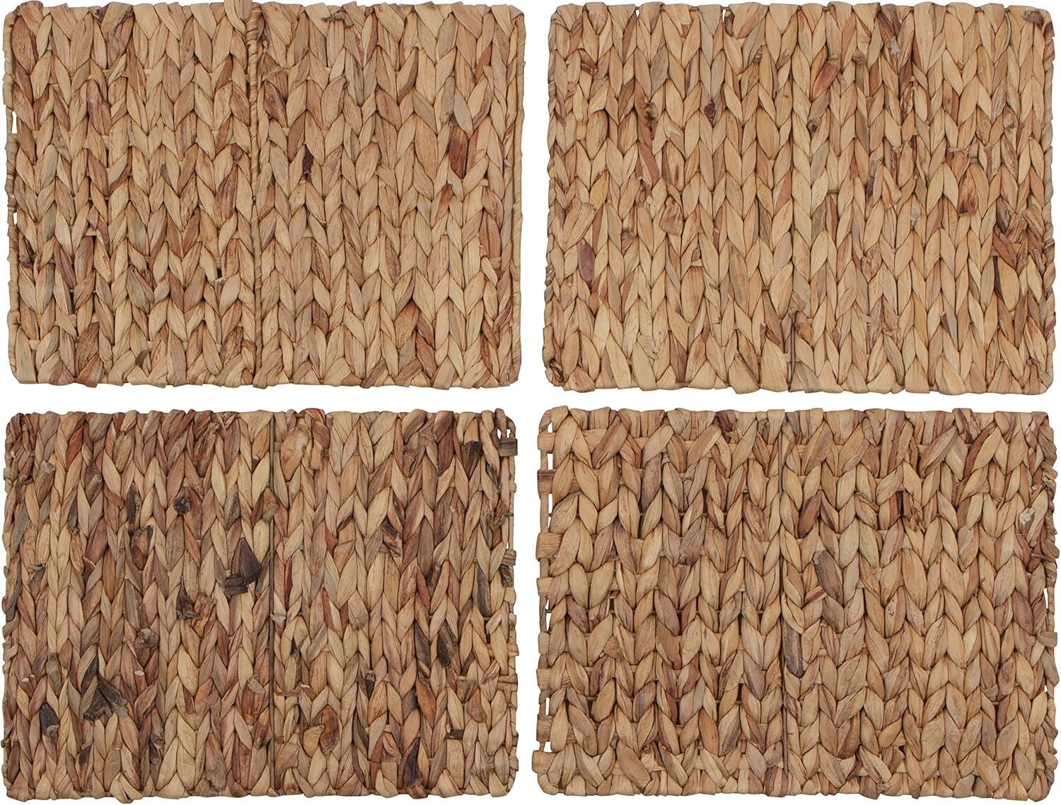 LQQBOX Rectangular Woven Placemats Set of 4, Water Hyacinth Place Mats, Table Placemats Set of 4, Kitchen and Dining Table Decor, Christmas Placemats, Thanksgiving Placemats, 16.75 x 11.81inch
