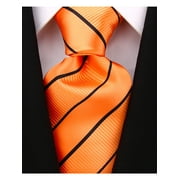 Scott Allan Men's Burnt Orange Necktie - Orange and Black Wedding Tie for Groom
