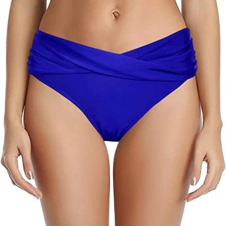 Aayomet Women s Bikini Bottom Twist Front Cheeky Swimsuit Ruched Bathing Suit Bottoms (Blue  XS)