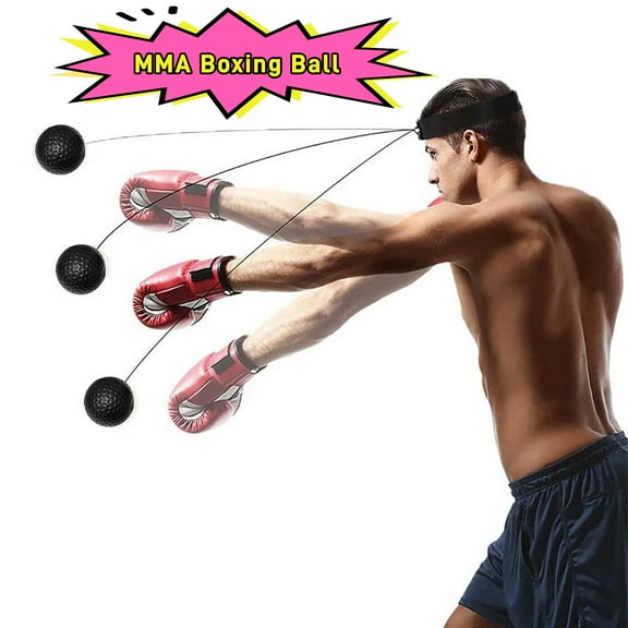 Oneshrt Boxing Reflex Ball for Adults and Kids - React Reflex Balls on String with Headband - Home Fitness Improve Hand Eye Coordination, Punching Speed, Fight Reaction (Black)