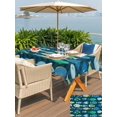 thumbnail image 5 of Outdoor Tablecloth with Umbrella Hole for Patio/Picnic/Party/Camping, Deep Green Fishes Waterproof Table Cloth Rectangle Table Cover Washable, Cartoon Coastal Ocean Fish Striped (54"x 80"), 5 of 8