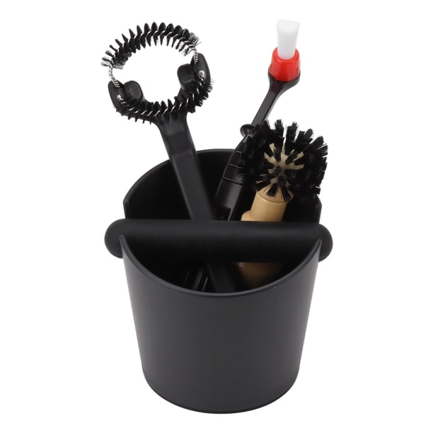 Caja de golpe de café, contenedor de descarga de café molido duradero, absorbente de golpes, con barra de golpe extraíble, cepillo de limpieza eficaz, juego pequeño redondo (cepillo de 51MM