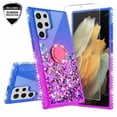 thumbnail image 2 of SPY CASE Phone Case for Samsung Galaxy S22 Ultra Ring Kickstand Case Cover w/ TPU Screen Protector Liquid Glitter for Girls Women [Shock Proof] - Ring Purple/Blue, 2 of 5