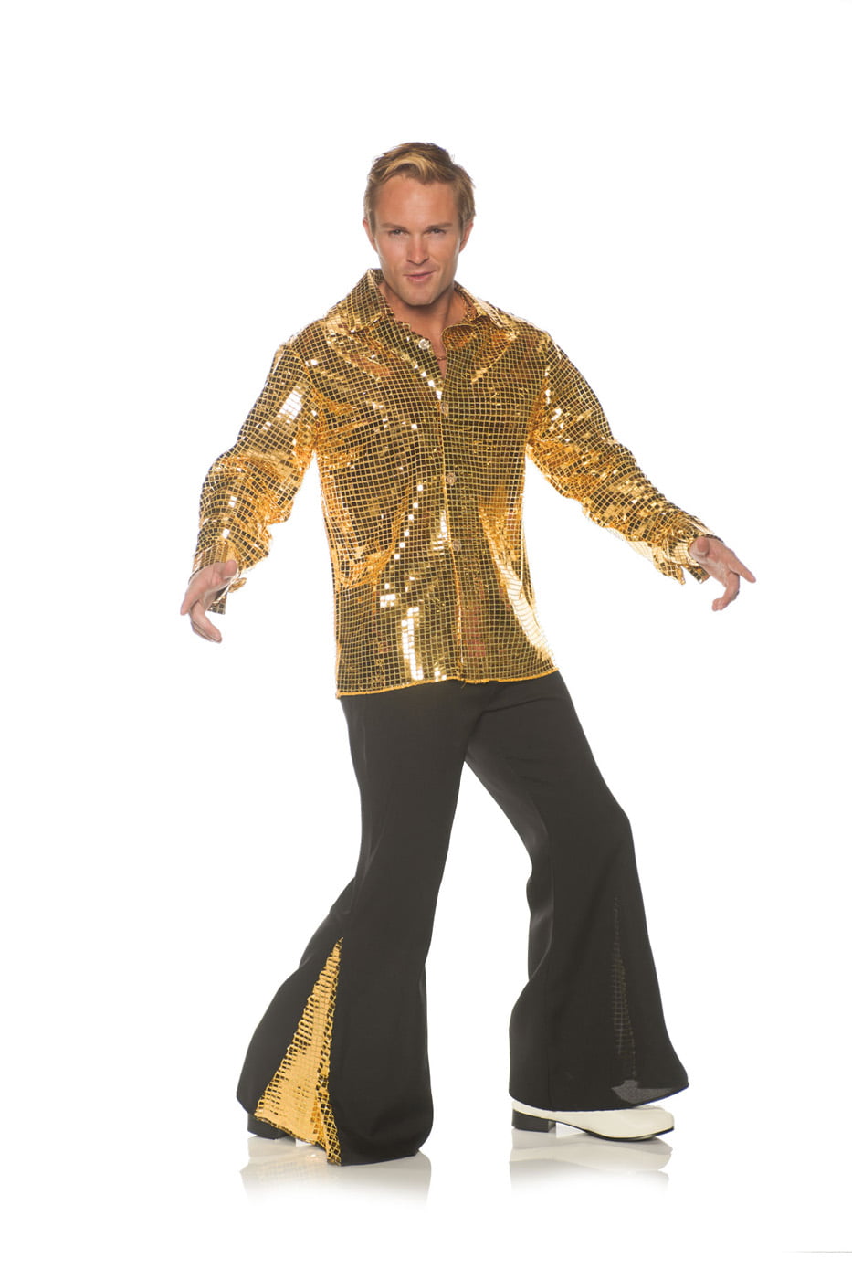 Dancing King Mens Adult 70S Disco Dude Gold Halloween Costume - Walmart ...