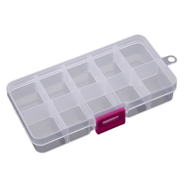 Advancent Caja de almacenamiento de 10 compartimentos, práctica caja de plástico ajustable para anillos de cuentas, organizador de exhibición de joyas Type10 NO10 Advancent JJ25786-04B