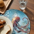 thumbnail image 3 of Coastal Octopus Round Placemats Set of 6 for Dinning Tables,Heat-proof Braided Table Mats 15 Inch,Vintage Teal Nautical Beach Botanical Washable Place Mat for Kitchen Restaurant Party Table Decor, 3 of 9