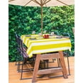 thumbnail image 3 of Yellow Striped Outdoor Tablecloth with Umbrella Hole & Zipper, Farmhouse Rectangle Tablecloth 60x84 Inch, Modern Yellow White Stripes Patio Table Cover Waterproof Table Cloth for Picnic/Party, 3 of 6