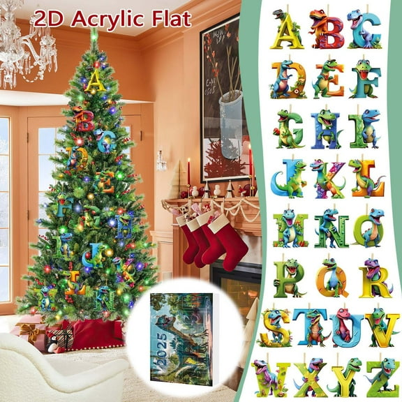 TanSiDing 1pcs Christmas Dinosaur Countdown Calendar - Interactive Holiday Decor, Acrylic Wall Hanger for Festive Home & Party