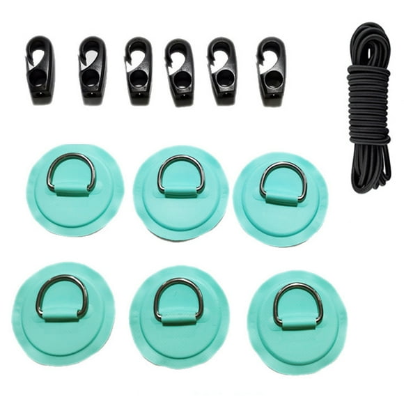 6 Pieces Stainless D-Ring Patches Kayak Tie-Downs Cargo Lashing Rings Truck Bed Hardware Water Sports Replacement Parts Green