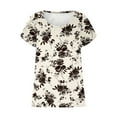 thumbnail image 5 of Njoeus Shirt for Women, Black T Shirts Womens Round Neck Short Sleeve Tunics Shirt Floral Pleated Dressy Blouses Casual Loose Fitting Summer Tops S-XXL, 5 of 6