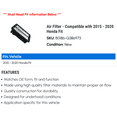 thumbnail image 2 of Air Filter - Compatible with 2015 - 2020 Honda Fit 2016 2017 2018 2019, 2 of 2