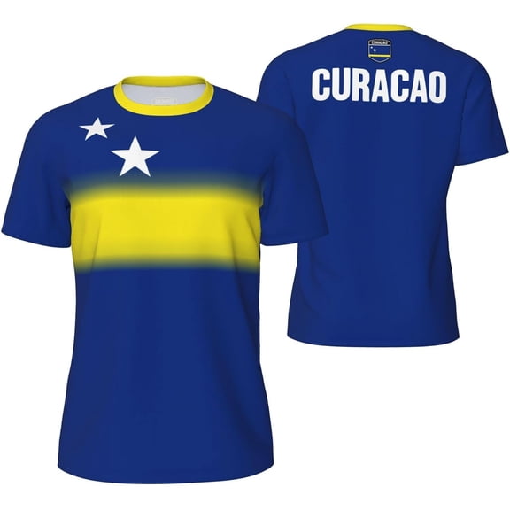 Curacao Flag (8) T-Shirt Sports Jerseys for Running Soccer Tennis Fitness