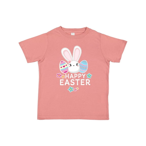 Inktastic Happy Easter with Bunny Head and Easter Eggs Boys or Girls Toddler T-Shirt