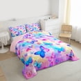 thumbnail image 3 of Manfei Kids Children Flying Butterflies 3 Pieces Queen Comforter Set,Dreamy Princess Ultra Soft Bedding Sets,Abstract Gradient Bedding Comforter Set Breathable,Ultra Soft Home Decor,Reversible, 3 of 8
